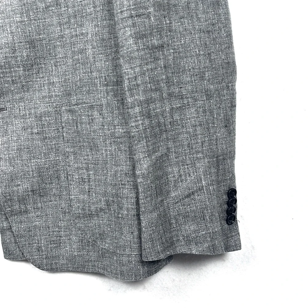 Banana Republic Slim Fit 100% Linen Blazer Men 40L Gray Sport Coat Wedding Guest
